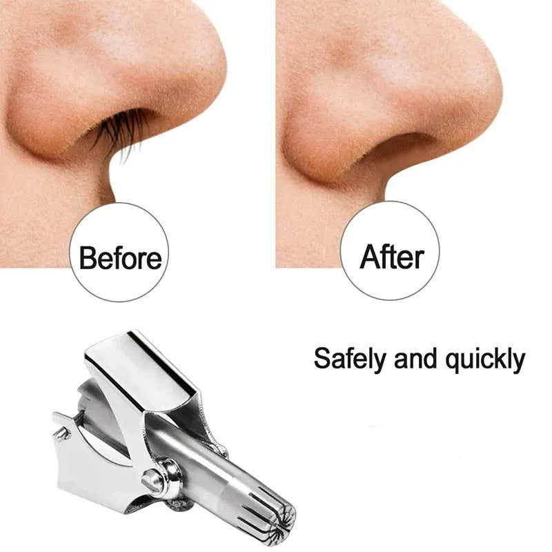 Manual Nose & Ear Hair Trimmer, Stainless Steel Precision Grooming Tool