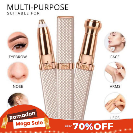 USB Rechargeable 2in1 Flawless Facial & Eyebrow Hair Remover Machine With LED Light