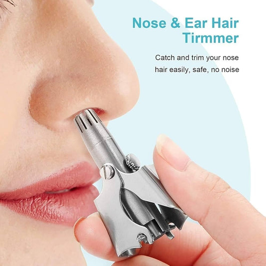 Manual Nose & Ear Hair Trimmer, Stainless Steel Precision Grooming Tool