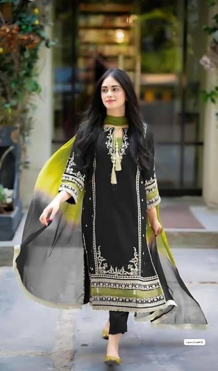 🖤 Elegant Black Embroidered Lawn – 3 Piece Premium Collection